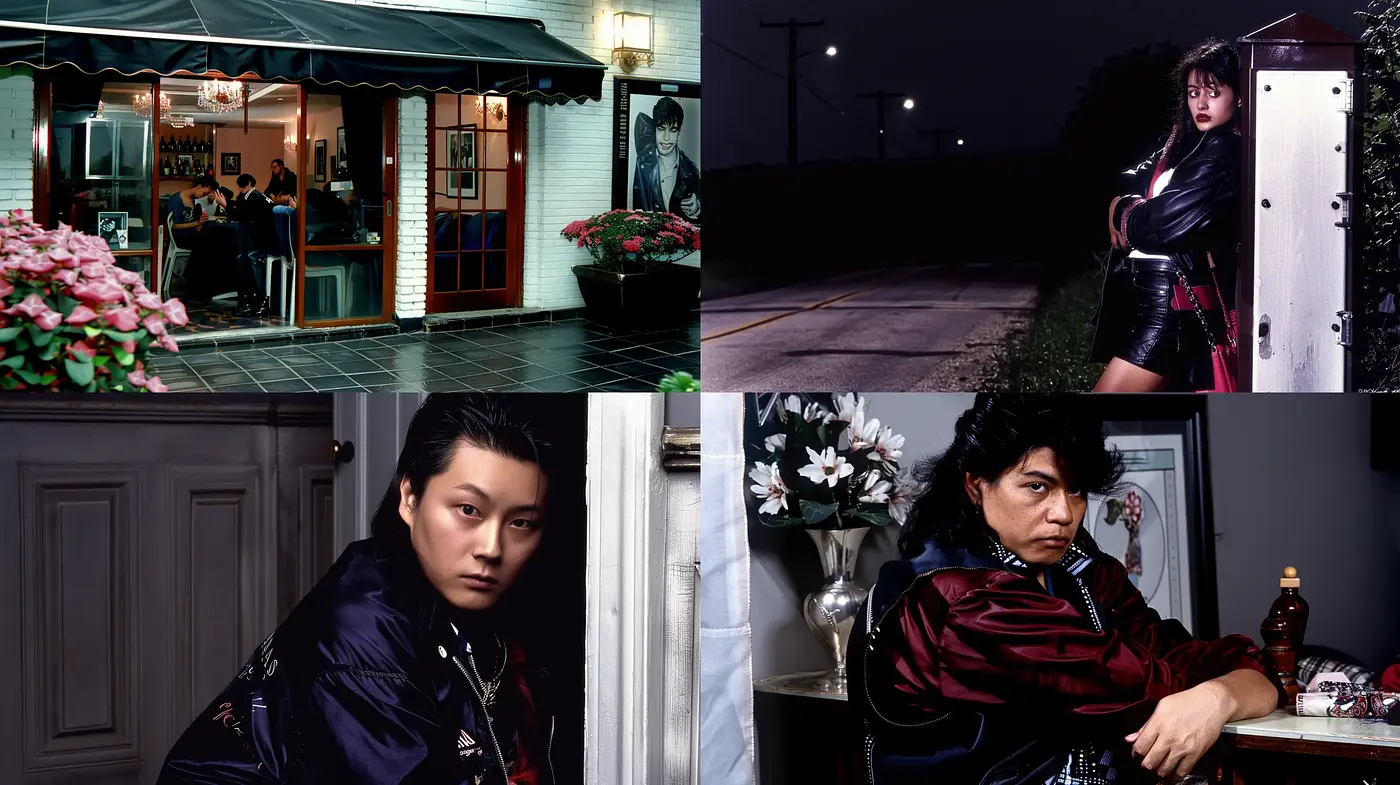 Nocturnal Elegance with a Cinematic Neon Noir Essence - Midjourney sref style