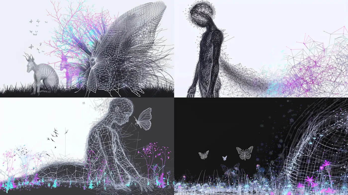 Constellation of Dreams: A Digital Tapestry of Ethereal Line Art - Midjourney sref style