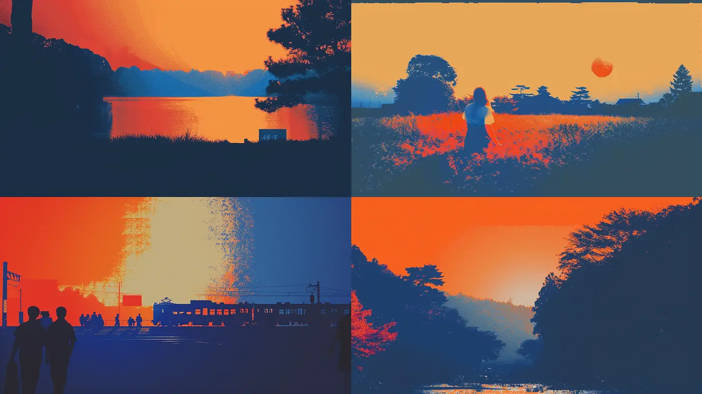 Twilight Silhouettes: A Homage to Dusk's Vivid Palette - Midjourney sref style