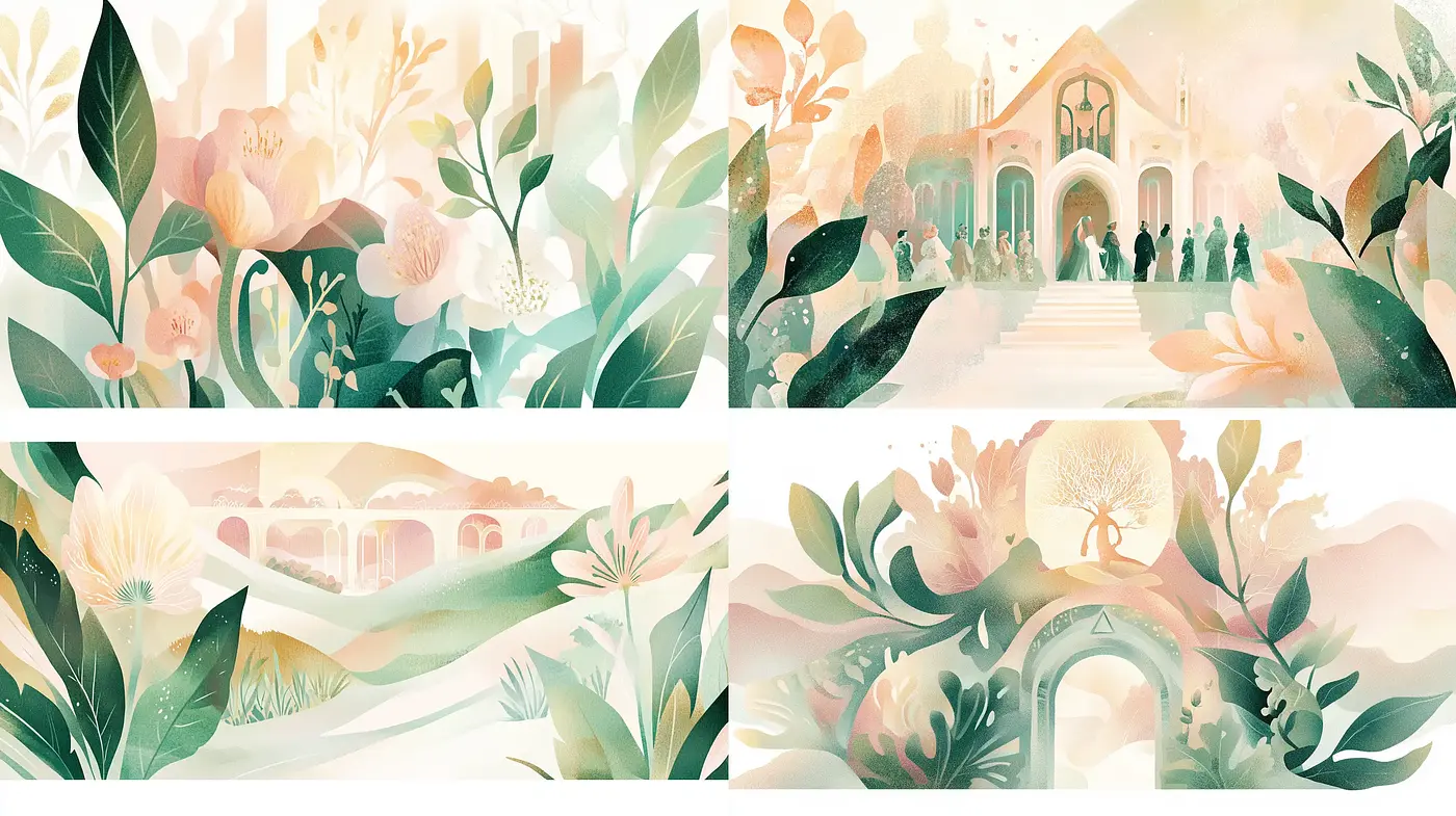 Ethereal Botanical Dreamscapes in Pastel Tones - Midjourney sref style