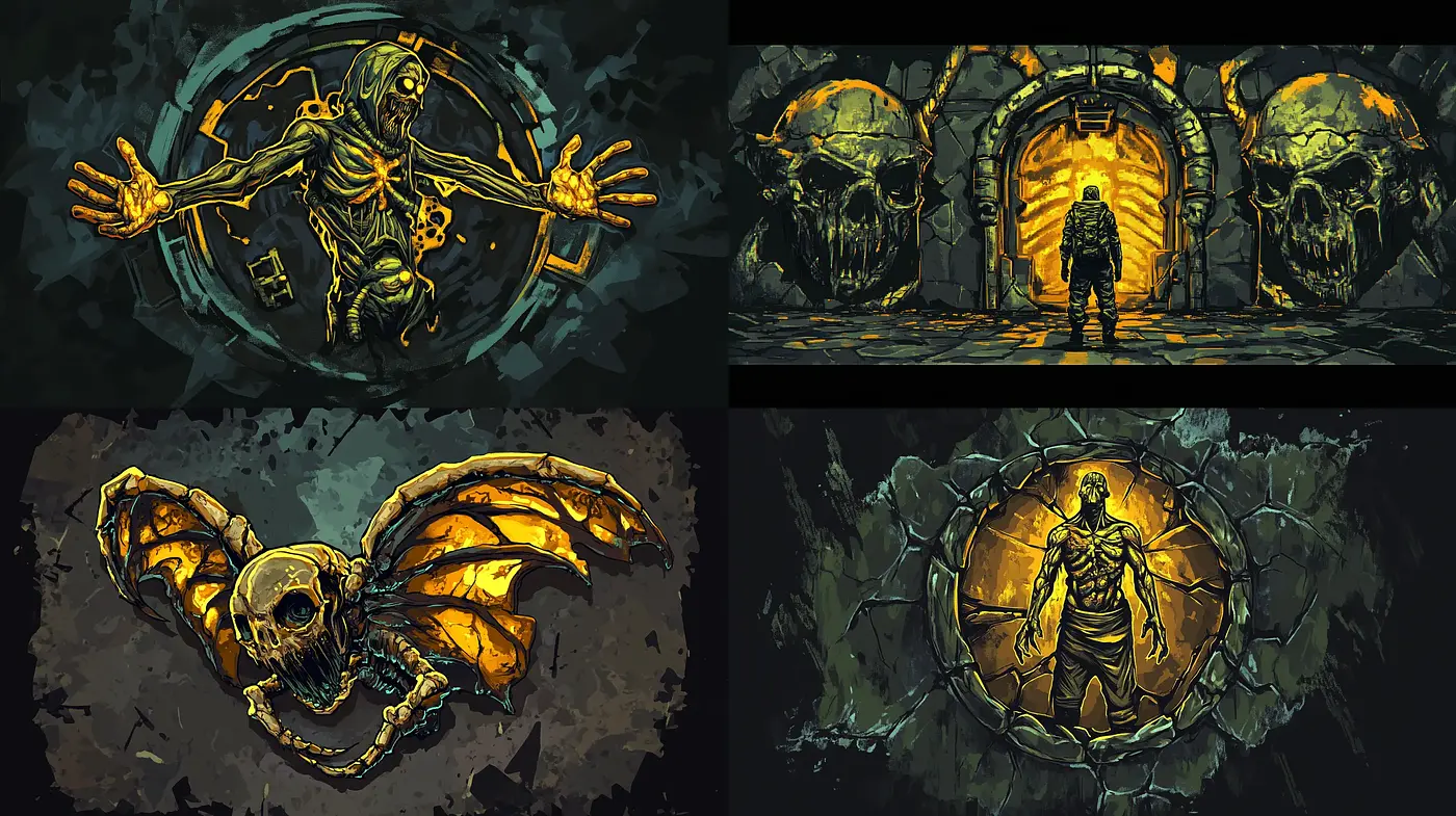 Eerie Gothic Ambiance with a Surreal Comic Book Flair - Midjourney sref style