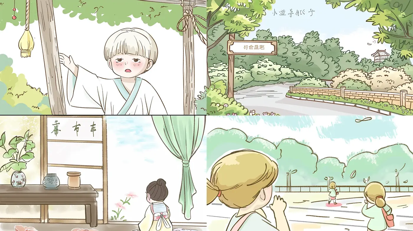 Serene Pastel Vignettes of Daily Life - Midjourney sref style