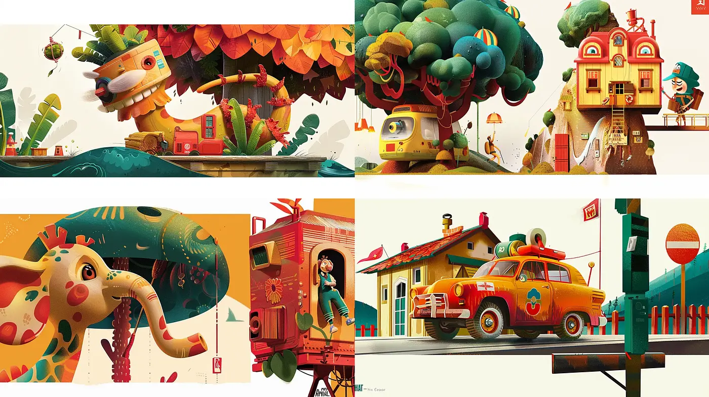 Whimsical Fantasies in Vivid Autumn Hues - Midjourney sref style