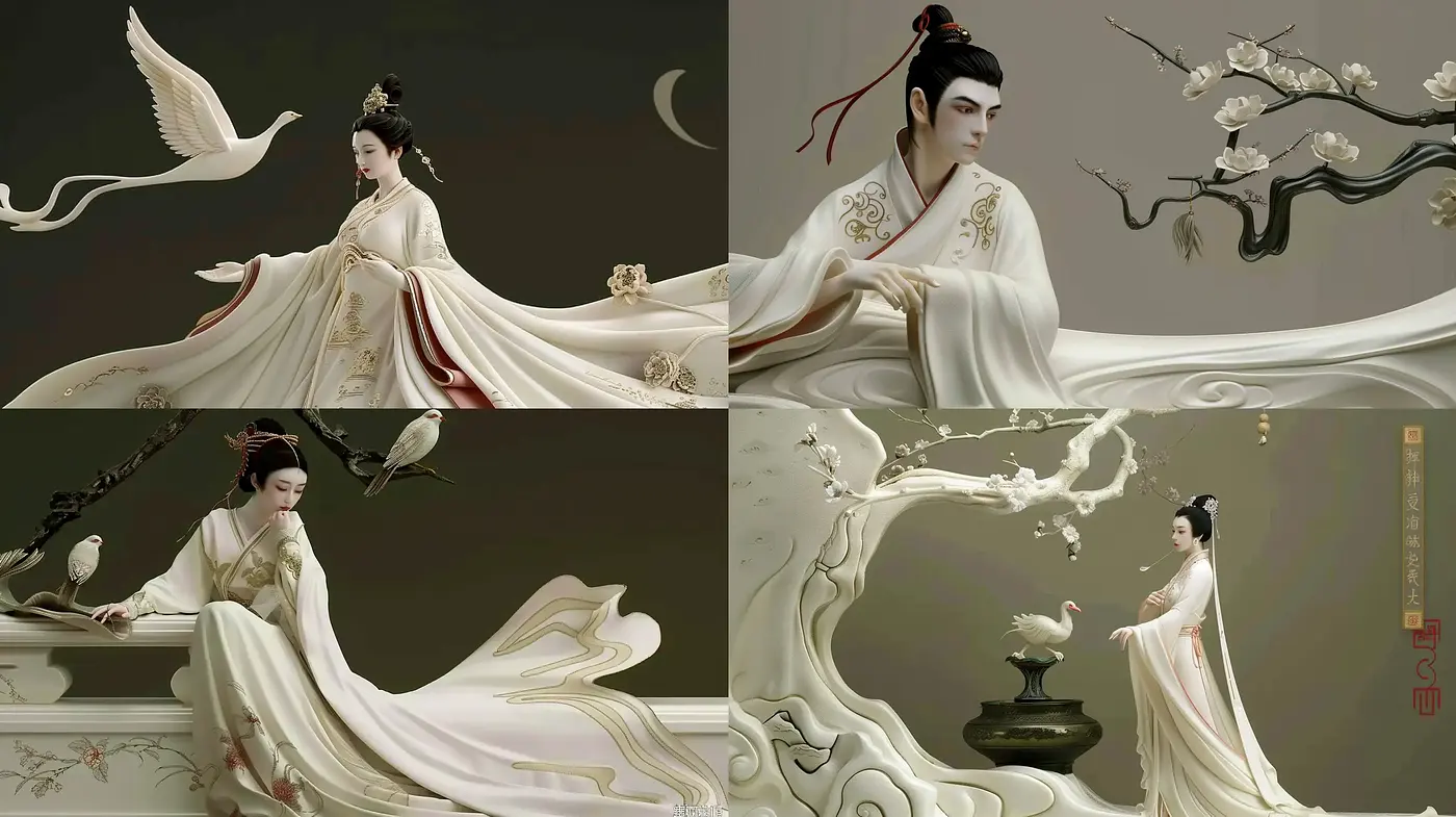 Ethereal Elegance in Monochromatic Grace - Midjourney sref style