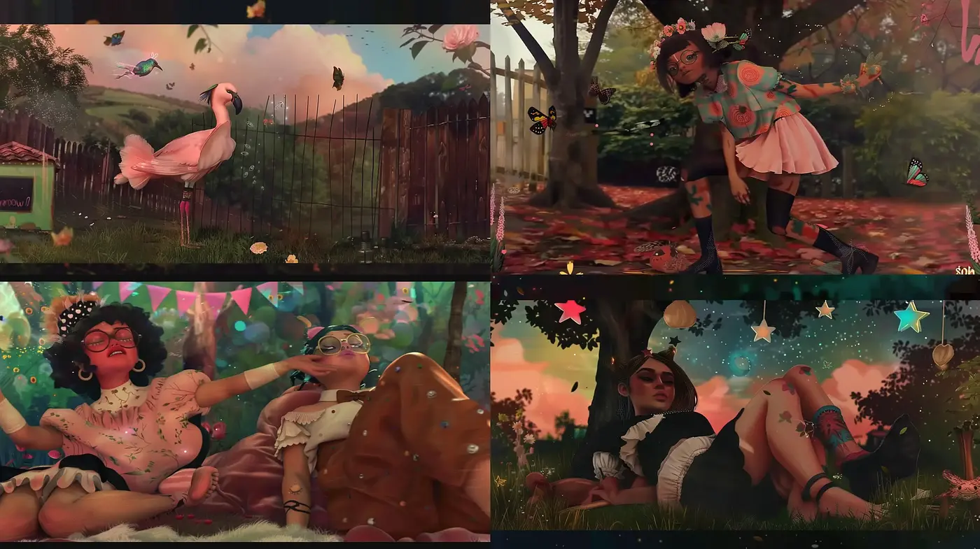 Whimsical Twilight Garden Dreamscape - Midjourney sref style