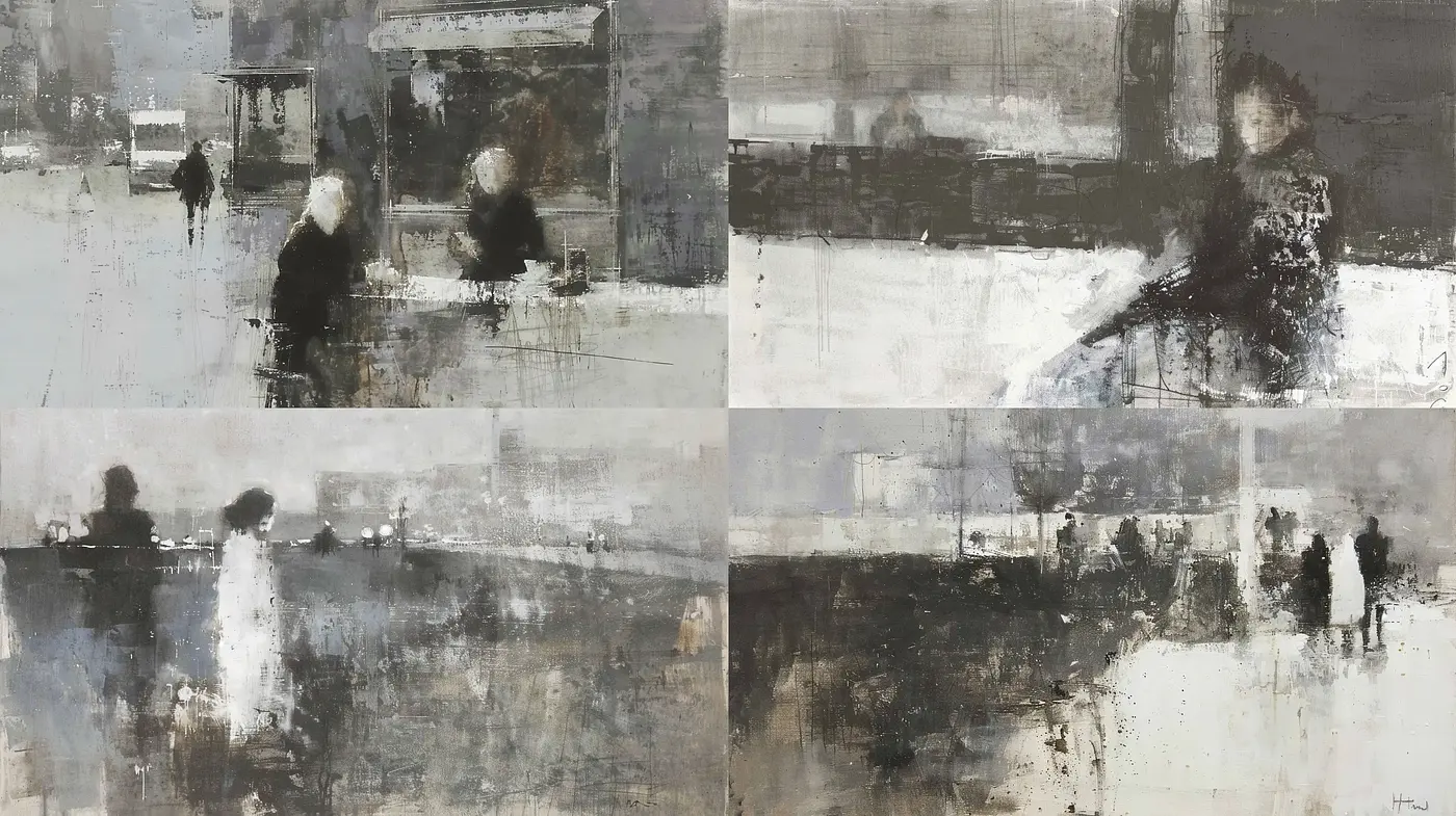 Monochromatic Transience in Abstract Expressionism - Midjourney sref style