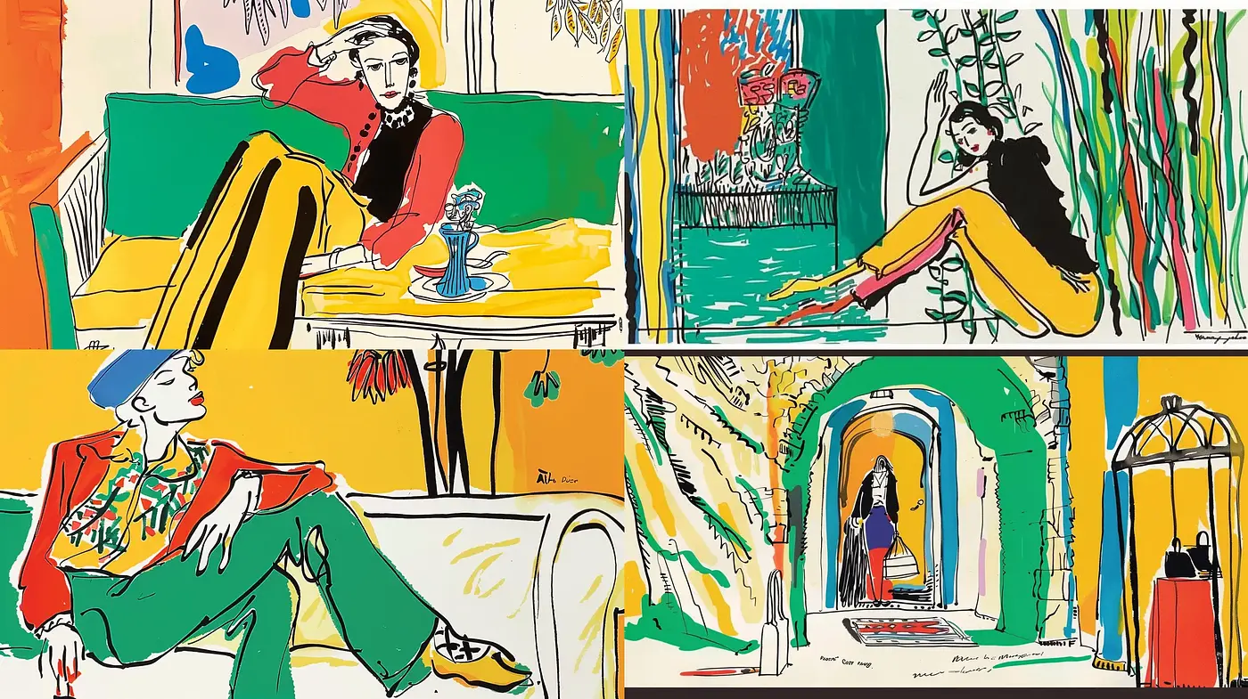 Vibrant Expressionist Revival with Bold Outlines and Vivid Color Contrasts - Midjourney sref style