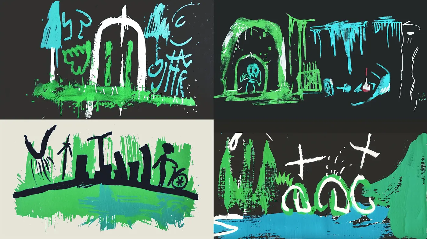 Abstract Expressionist Graffiti Fusion with Bold Brush Strokes and Luminous Highlight - Midjourney sref style