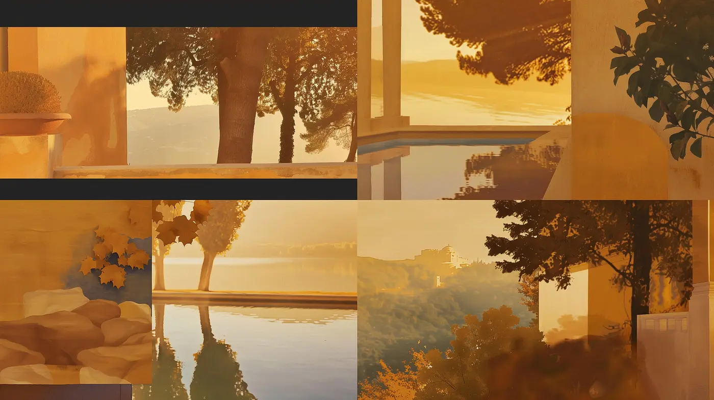 Sunset Serenity: A Warm Palette Homage with Soothing Brushstrokes - Midjourney sref style