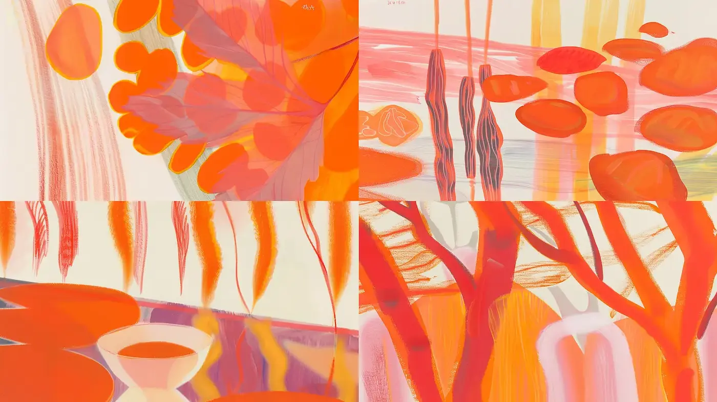 Vibrant Abstract Landscape with Organic Forms and Textured Layers - Midjourney sref style