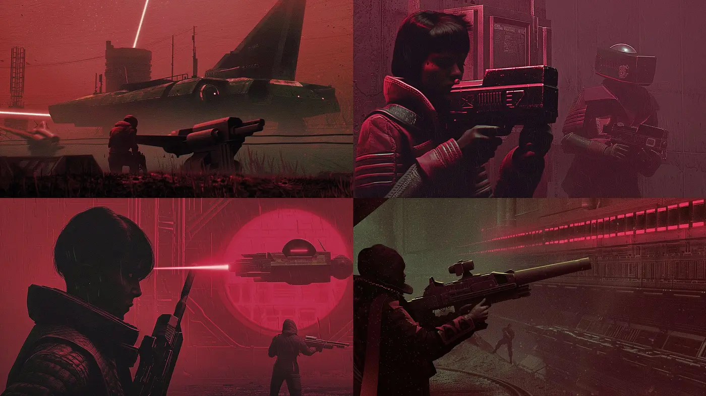 Futuristic Retro Dystopia: A Synthesis of Neon Noir and Sci-Fi Visions - Midjourney sref style