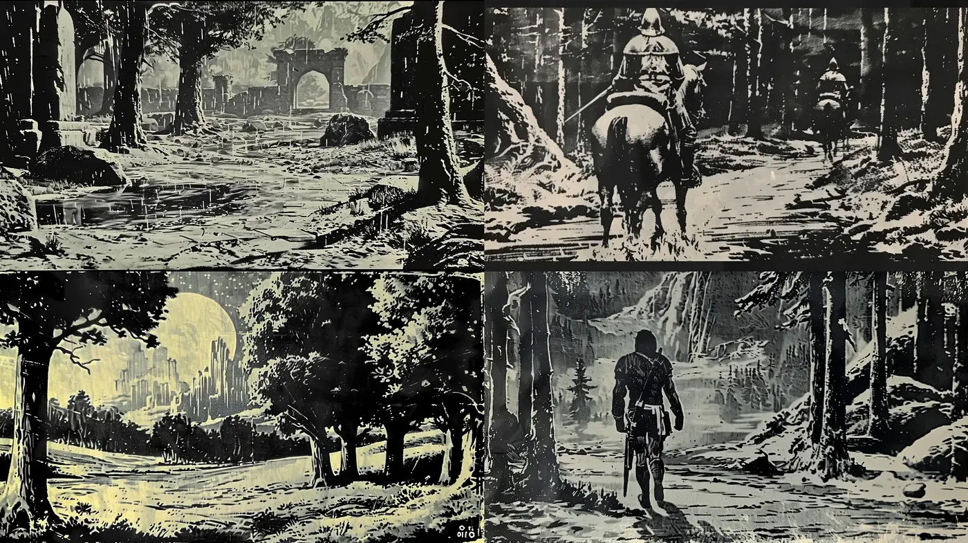 Ethereal Nostalgic Nocturne: Woodland Whispers and Echoes - Midjourney sref style