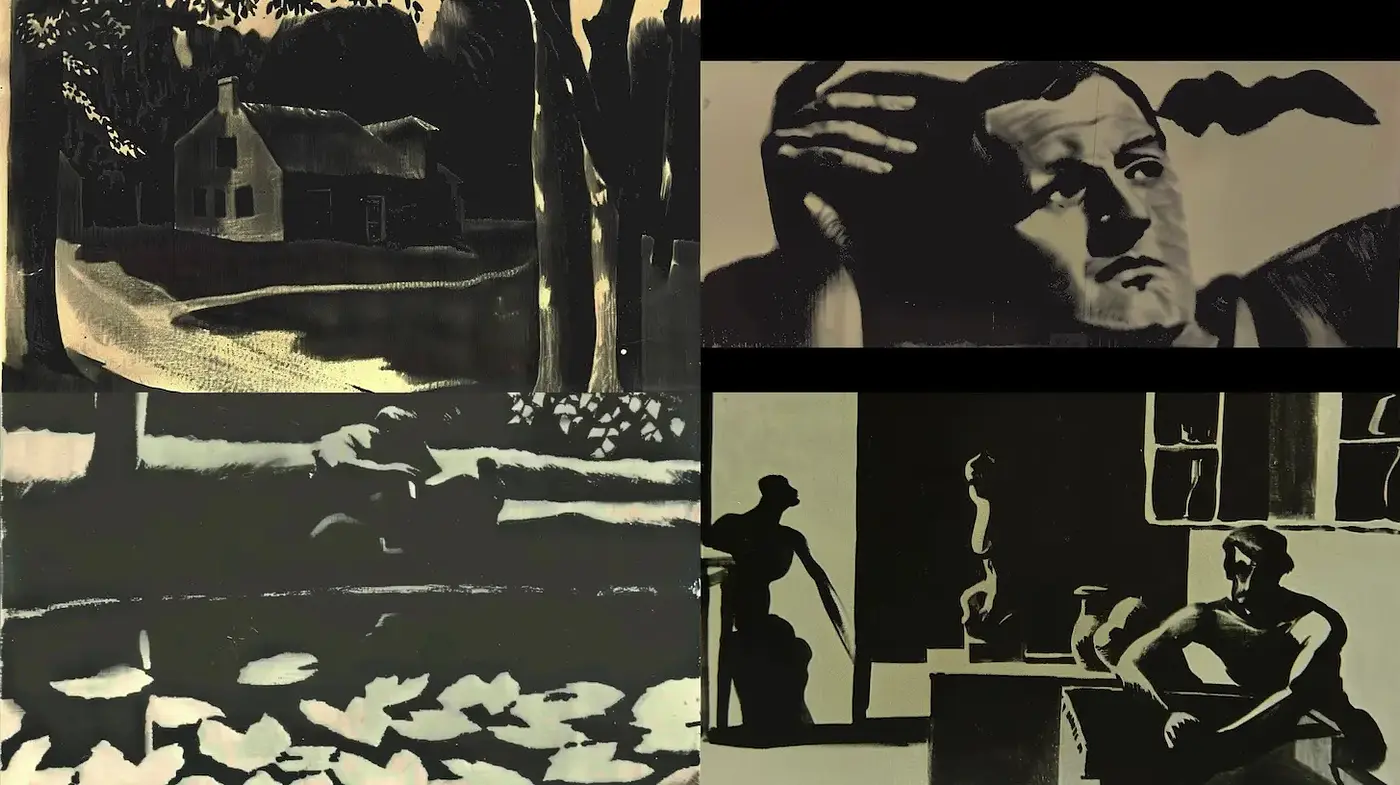 Monochromatic Expressionist Art with Subtle Forms and Gesture - Midjourney sref style