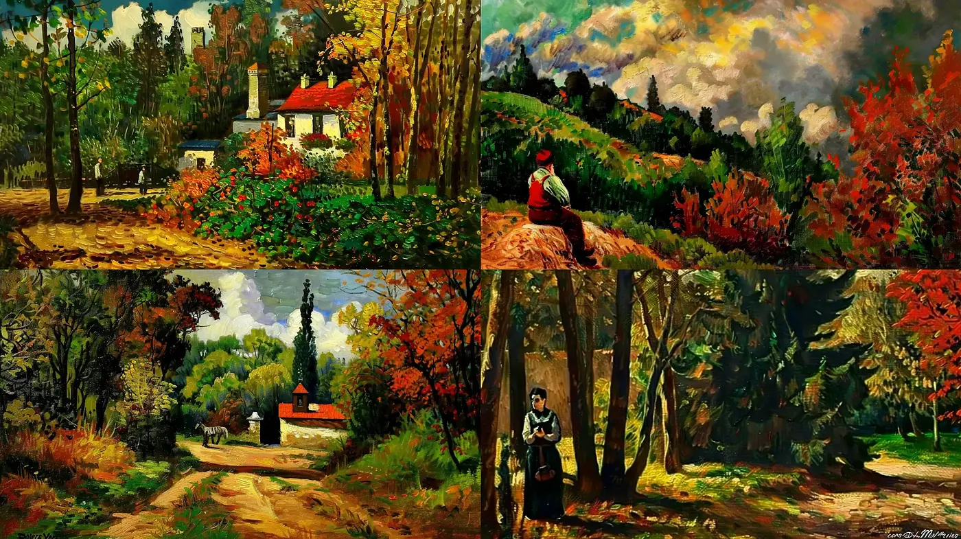 Autumnal Essence in Textured Landscapes - Midjourney sref style
