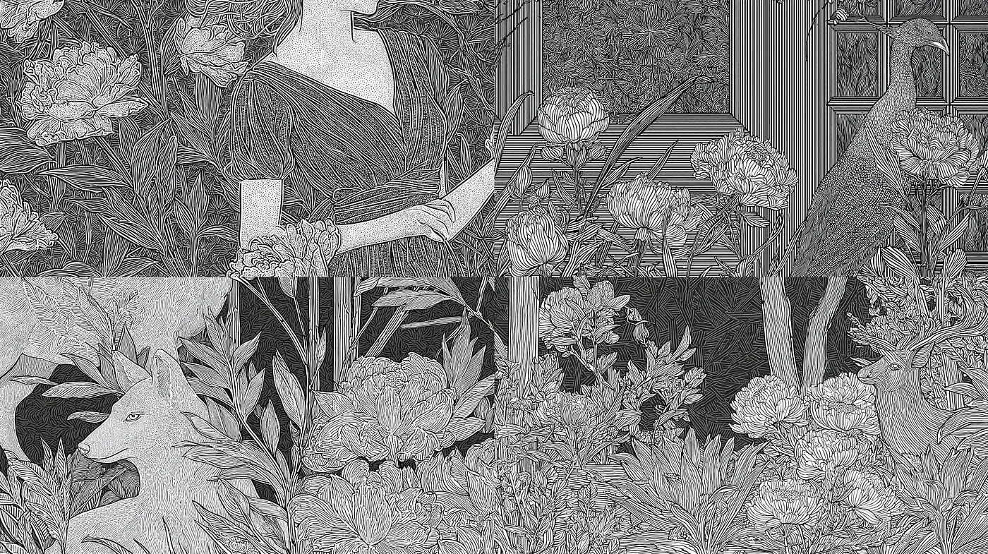 Intricate Floral and Animal Motifs with a Mystical Undertone - Midjourney sref style