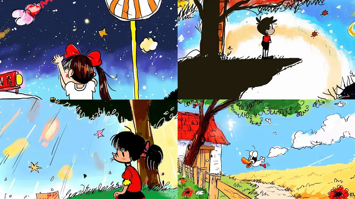 Playful and Whimsical Cartoon Aesthetic with Vibrant Colors and Childlike Wonder - Midjourney sref style