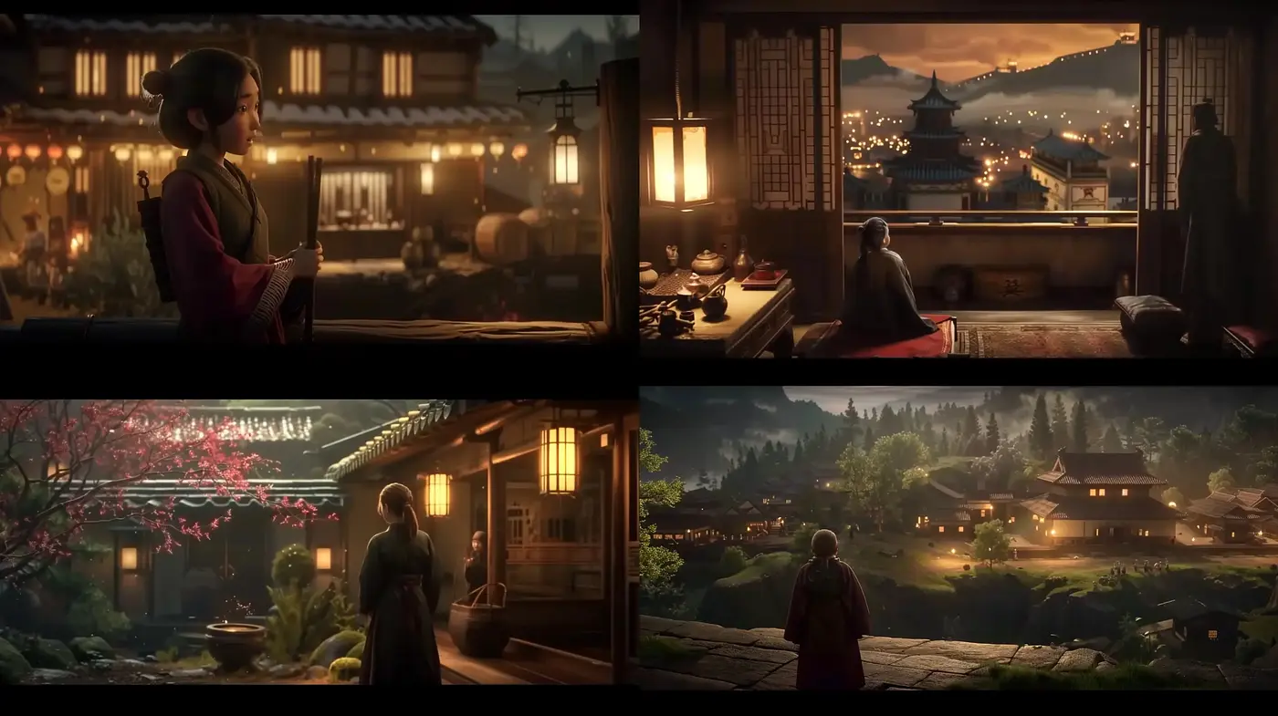 Twilight Harmony: A Serene Fusion of Traditional Japanese Aesthetics with Contemporary Digital Art - Midjourney sref style