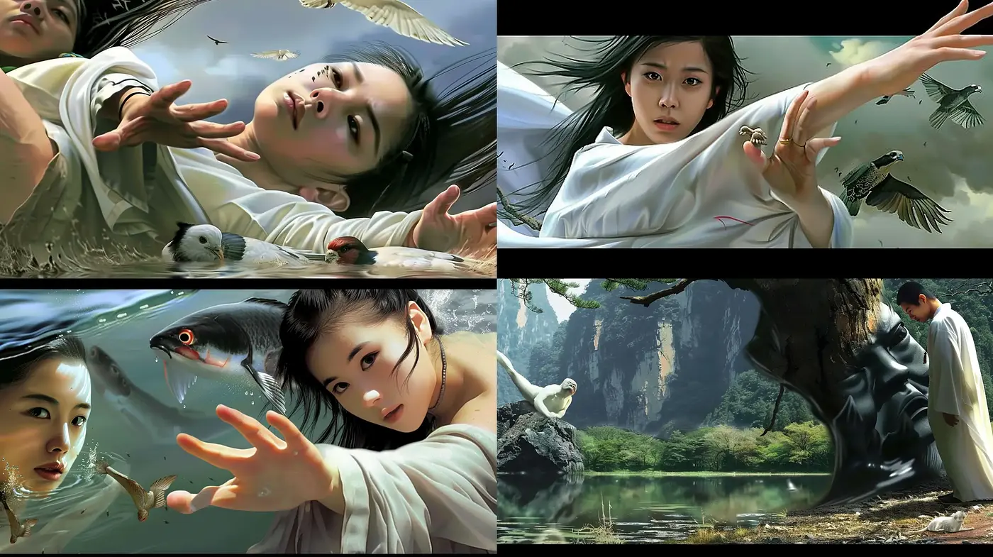 Ethereal Nature and Human Harmony in Surreal Digital Art - Midjourney sref style