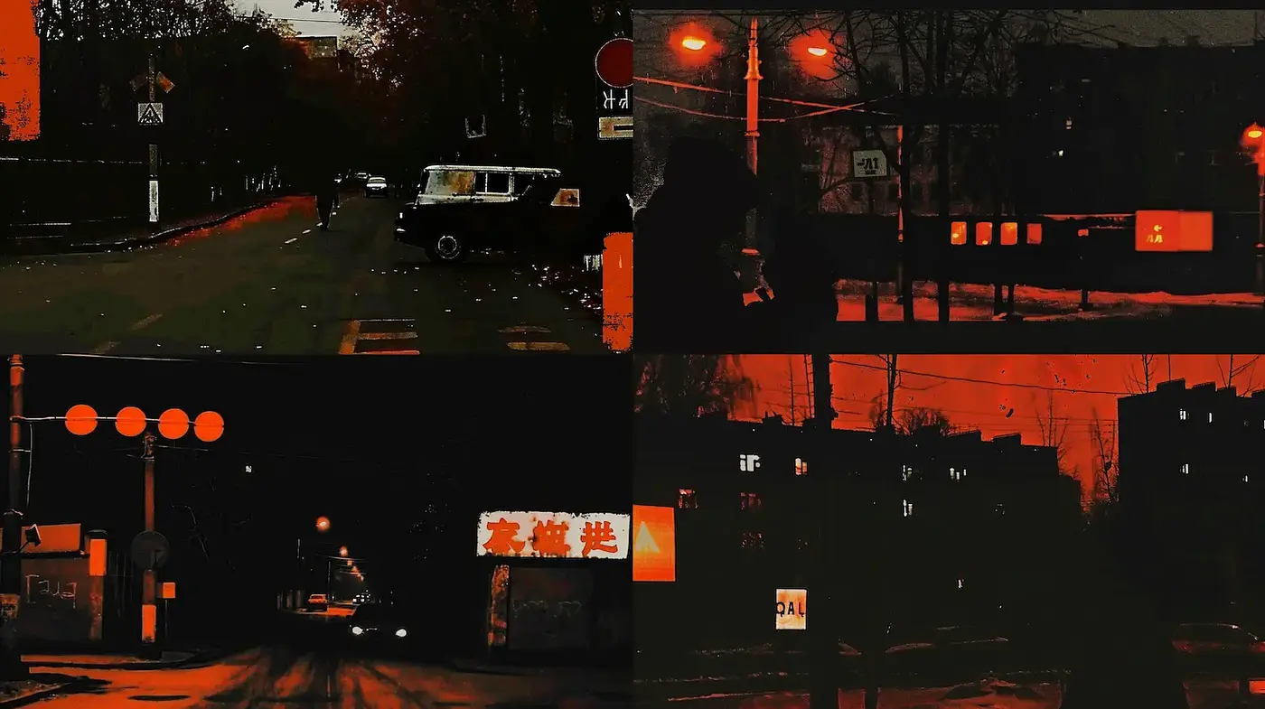 Moody urban scenes with a retro aesthetic - Midjourney sref style