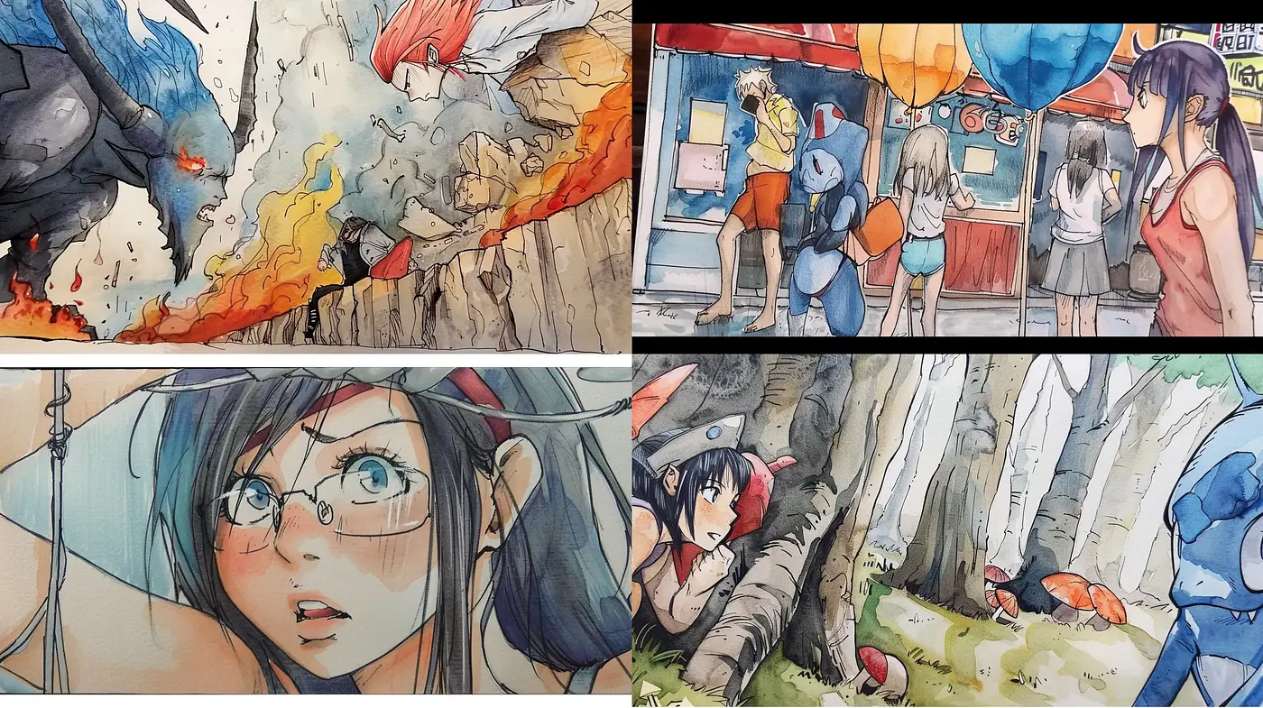 Ethereal Ink Wash Dreamscapes with a Manga Essence - Midjourney sref style