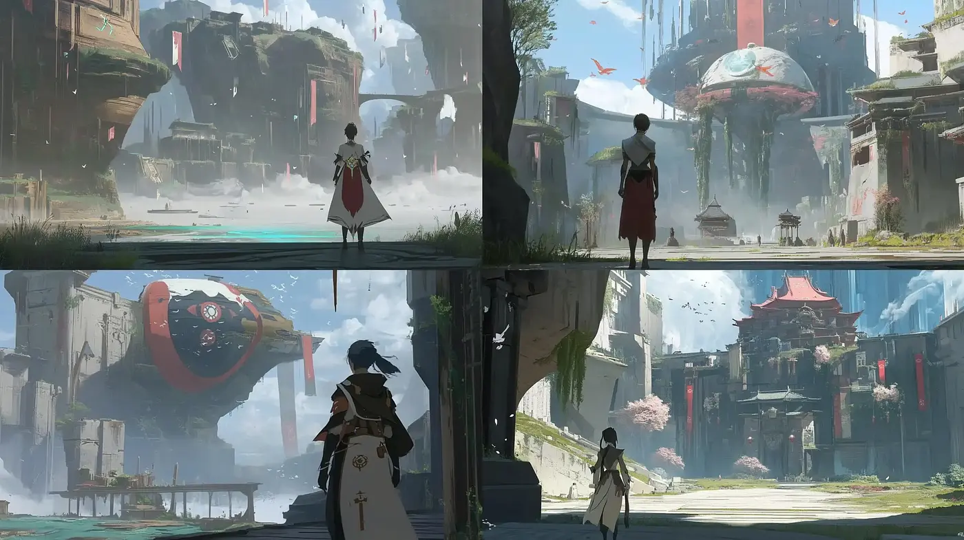Ethereal Futuristic Cityscapes with a Hint of Nostalgic Fantasy - Midjourney sref style