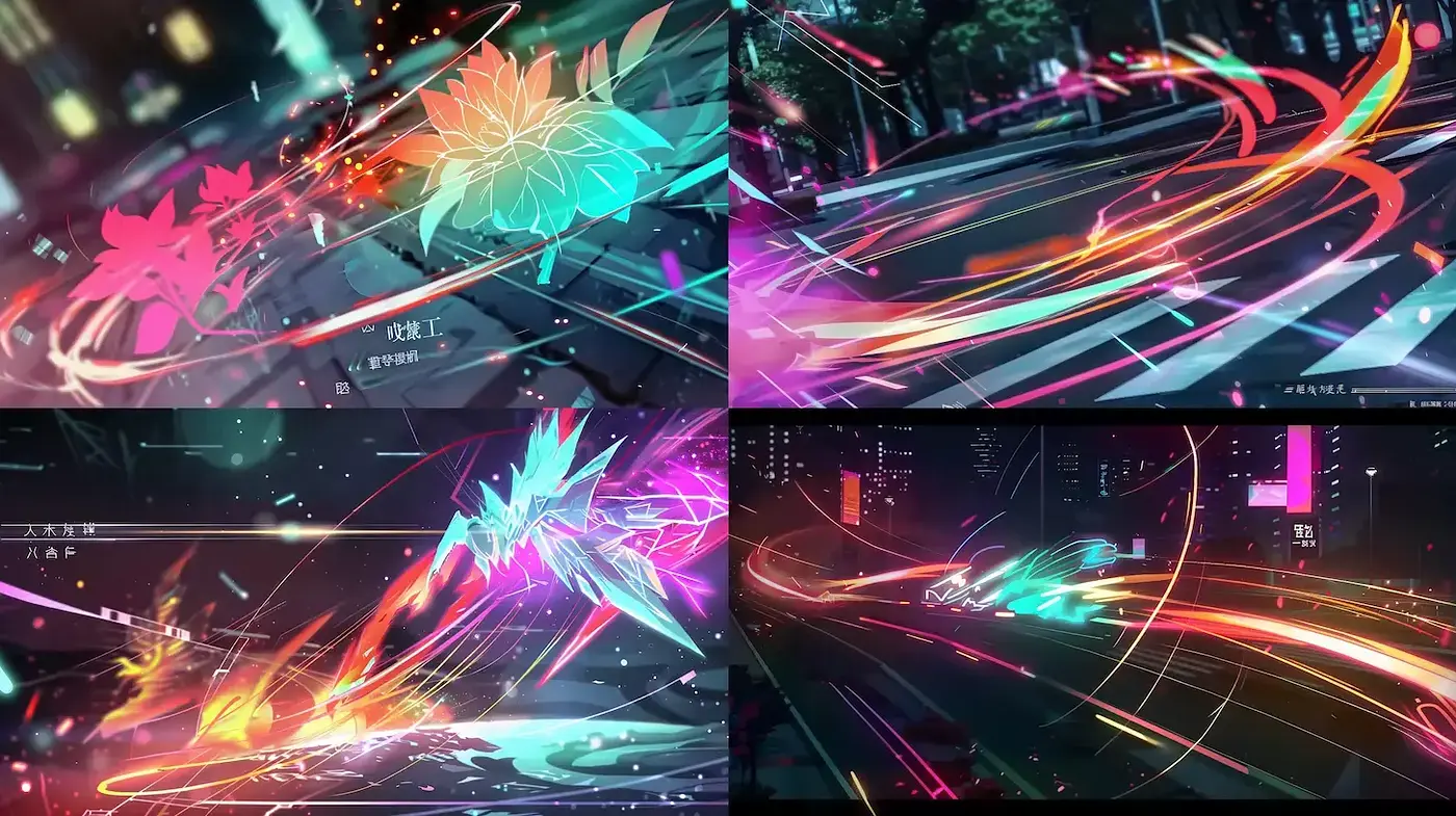 Dynamic Futuristic Aesthetic with Neon Vibes and Flowing Elements - Midjourney sref style