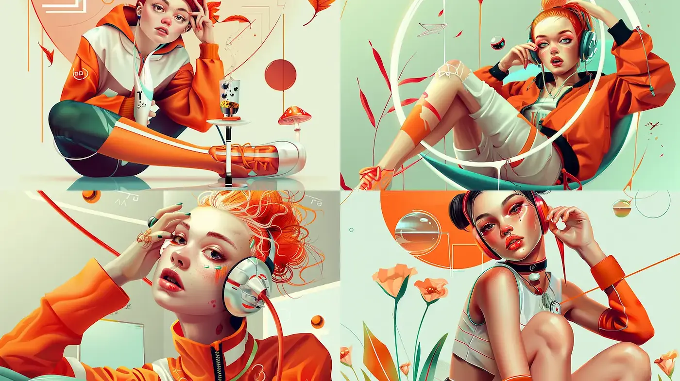 Vibrant Contemporary Aesthetic with Retro Influences - Midjourney sref style