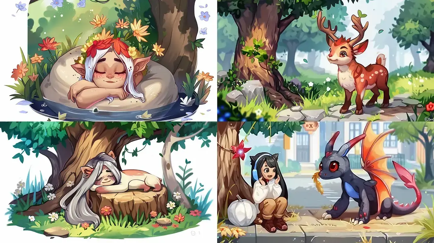 Enchanting Whimsy with Nature-Inspired Characters and Vibrant Colors - Midjourney sref style