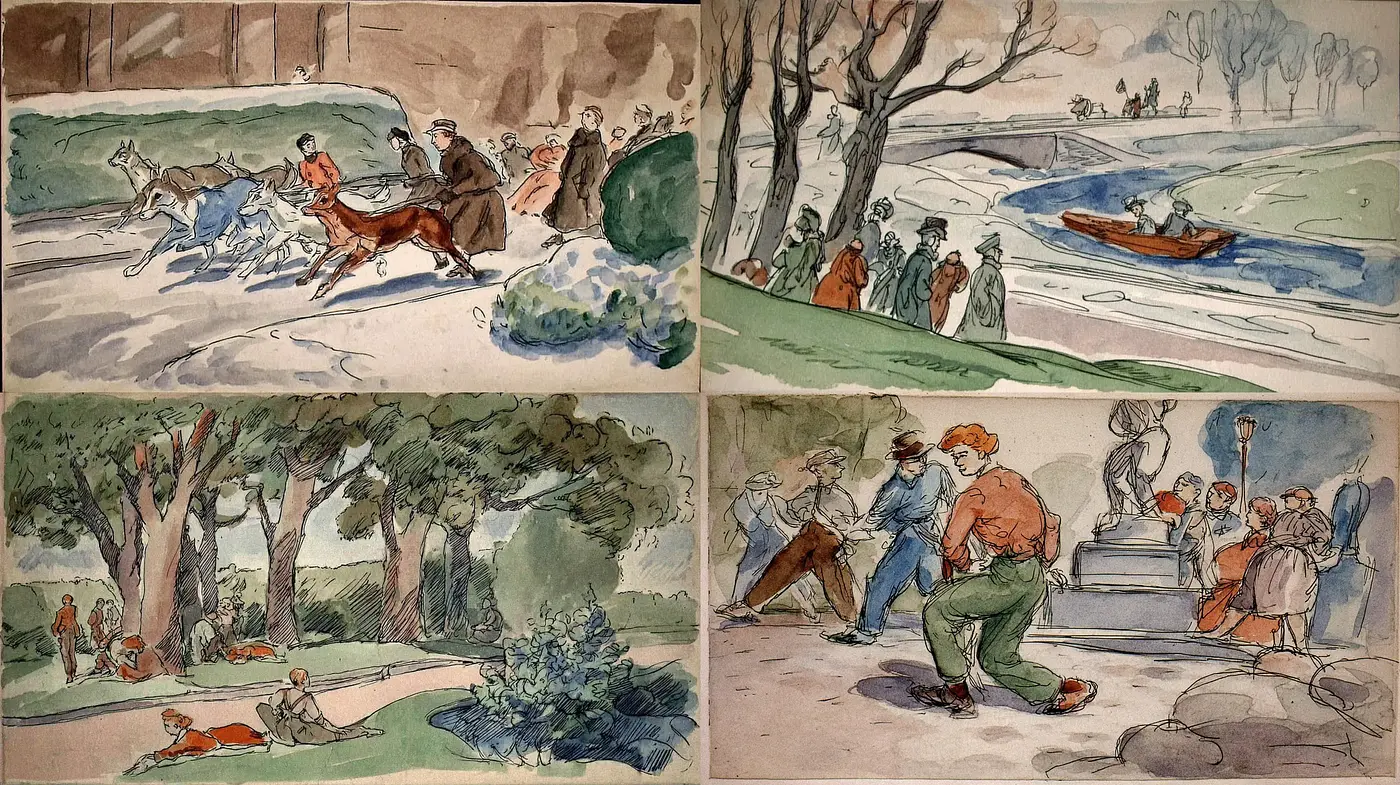 Charming Watercolor Scenes Evoking a Pastoral Life - Midjourney sref style