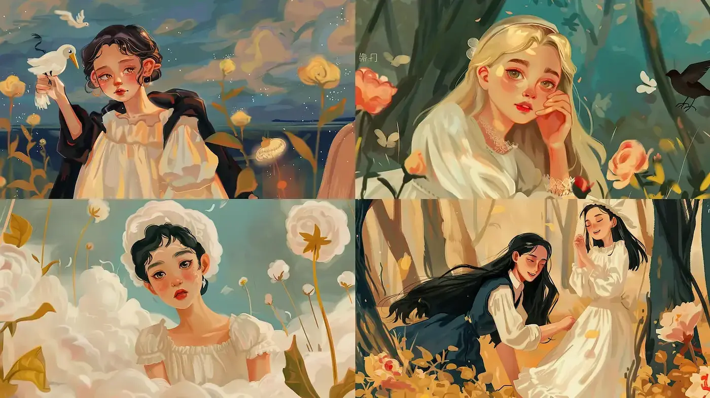 Captivating ethereal portraits with a whimsical touch - Midjourney sref style
