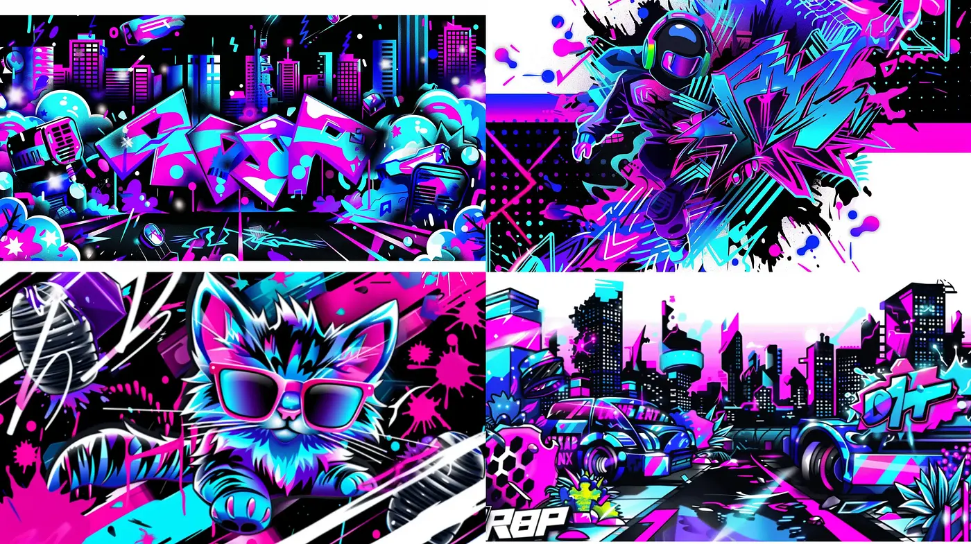 Neon Cyber Splash: A Fusion of Vivid Colors and Dynamic Urban Energy - Midjourney sref style
