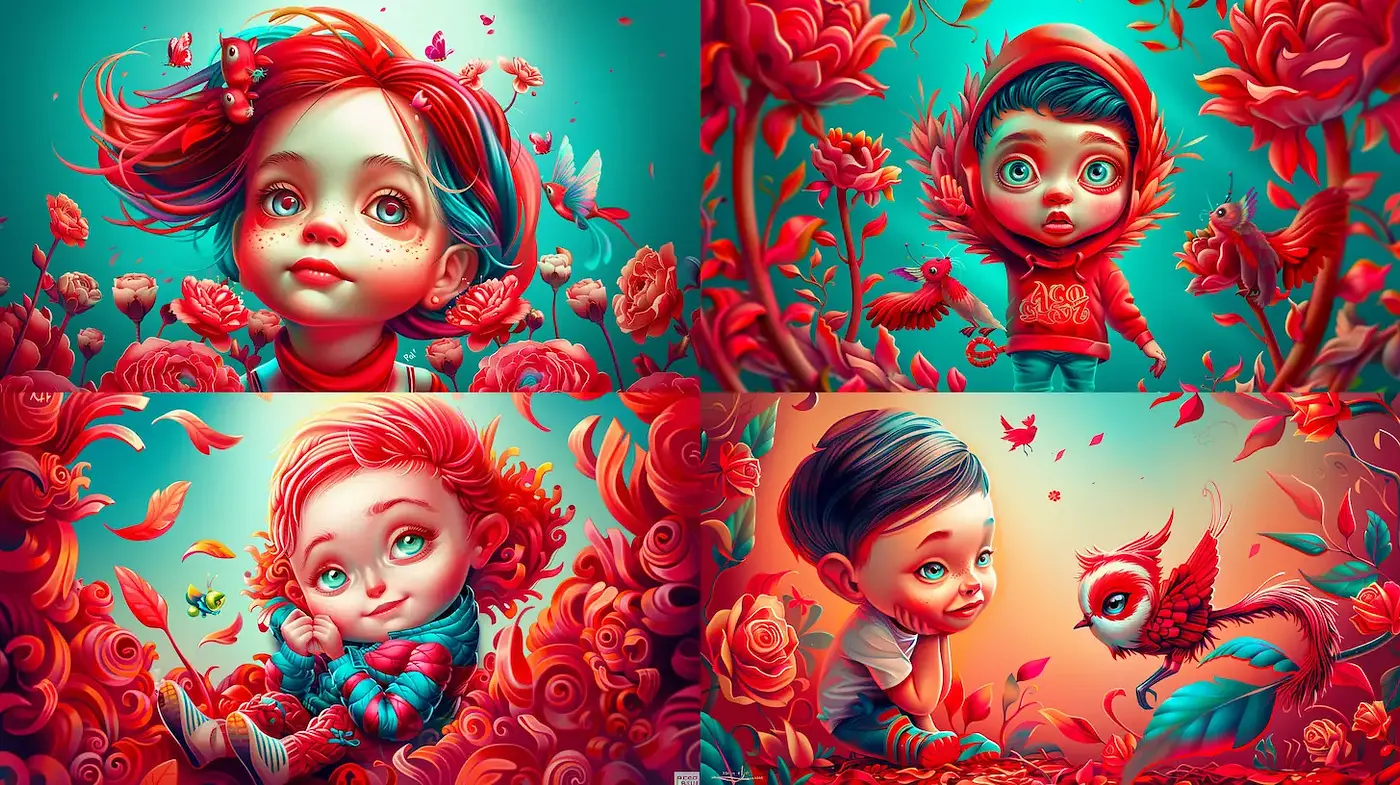 Vibrant, whimsical illustrations with a playful and fantastical atmosphere - Midjourney sref style