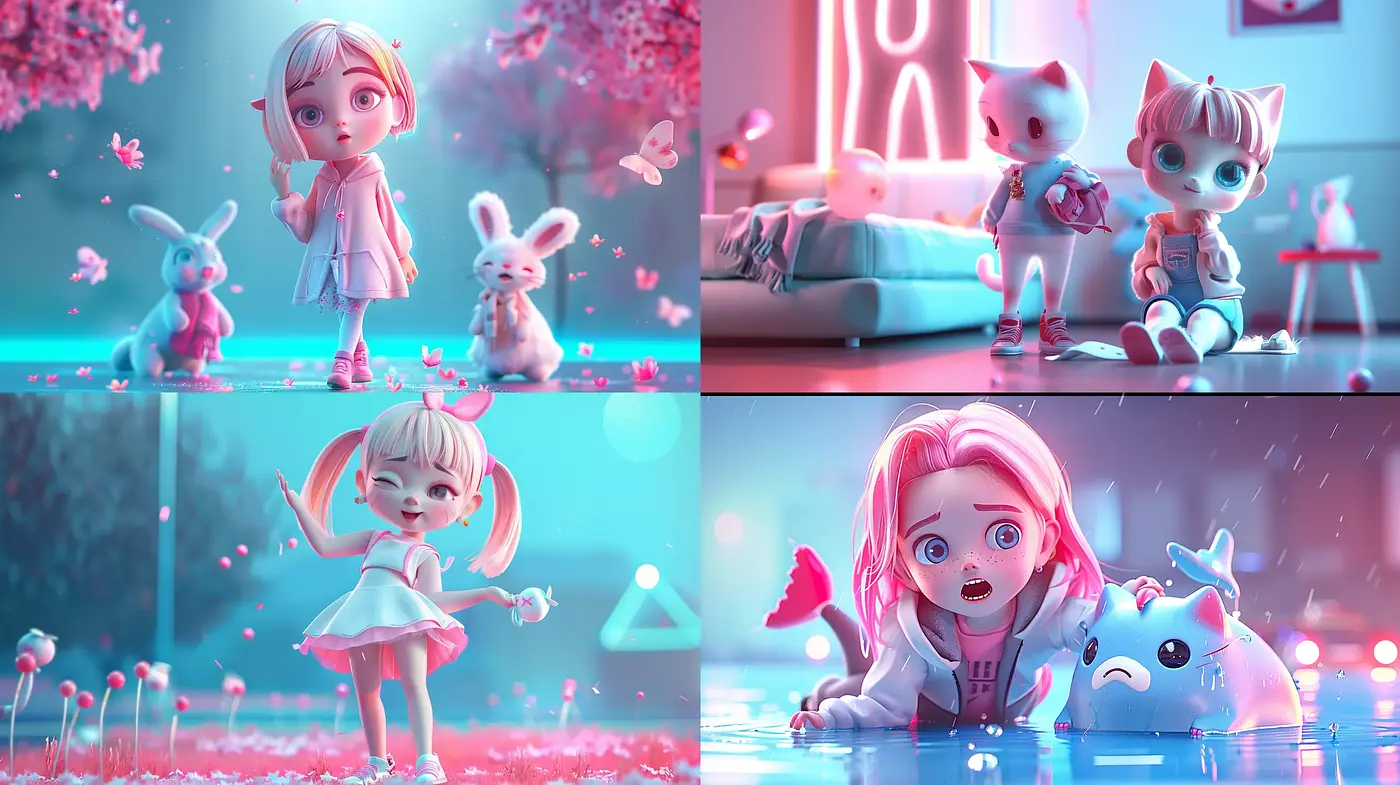 Dreamy Neon Luminance: A Consistent Palette of Fantasy and Enchantment - Midjourney sref style