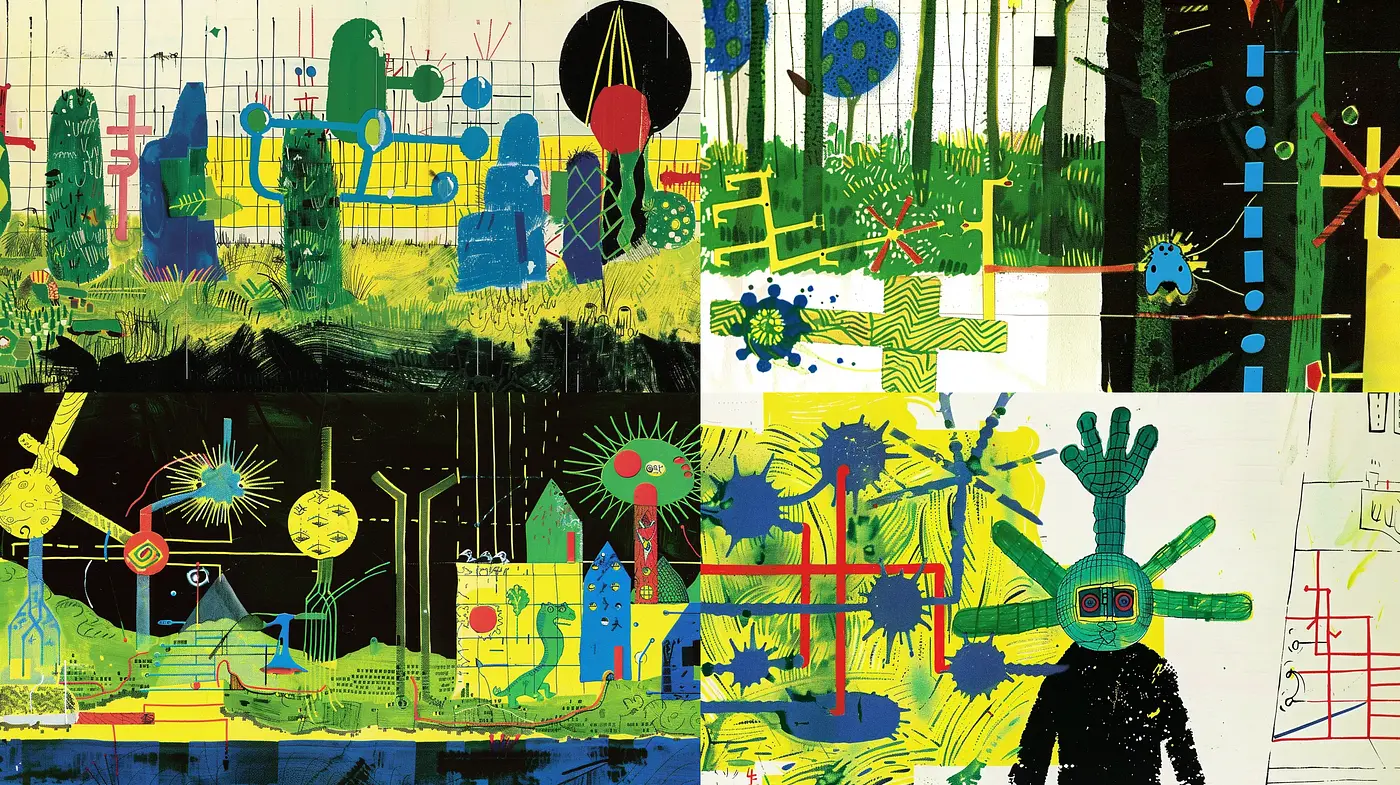 Abstract Expressionist Fusion with a Playful and Vibrant Graffiti Twist - Midjourney sref style