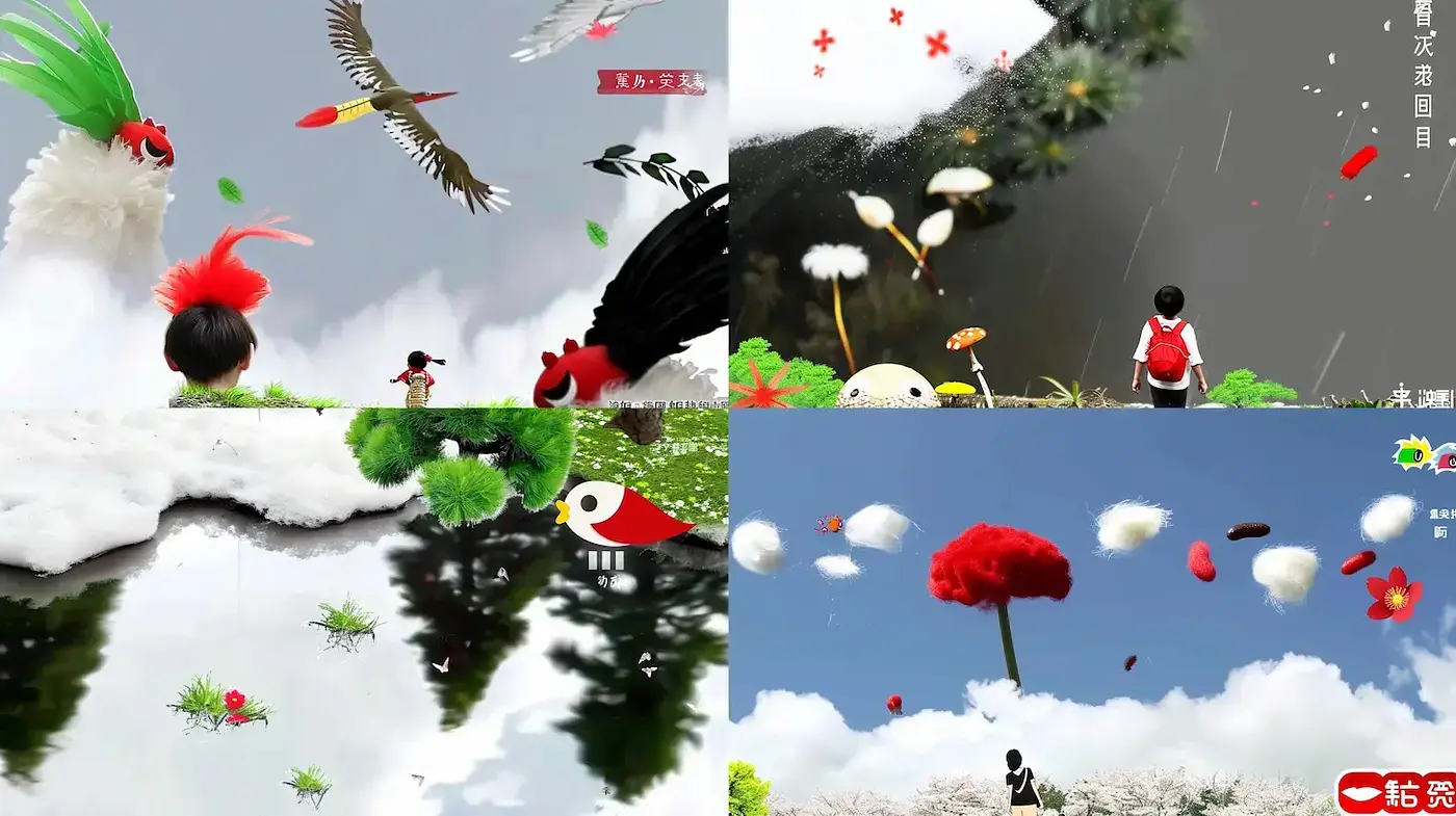 Whimsical and Surreal Nature Scenes with Playful Elements - Midjourney sref style