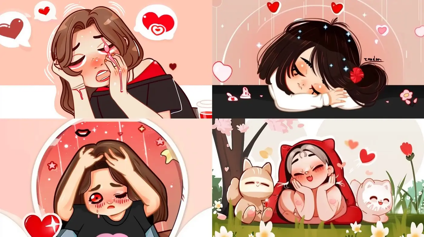 Whimsical Blush: A Harmony of Heartfelt Warmth and Animated Affection - Midjourney sref style