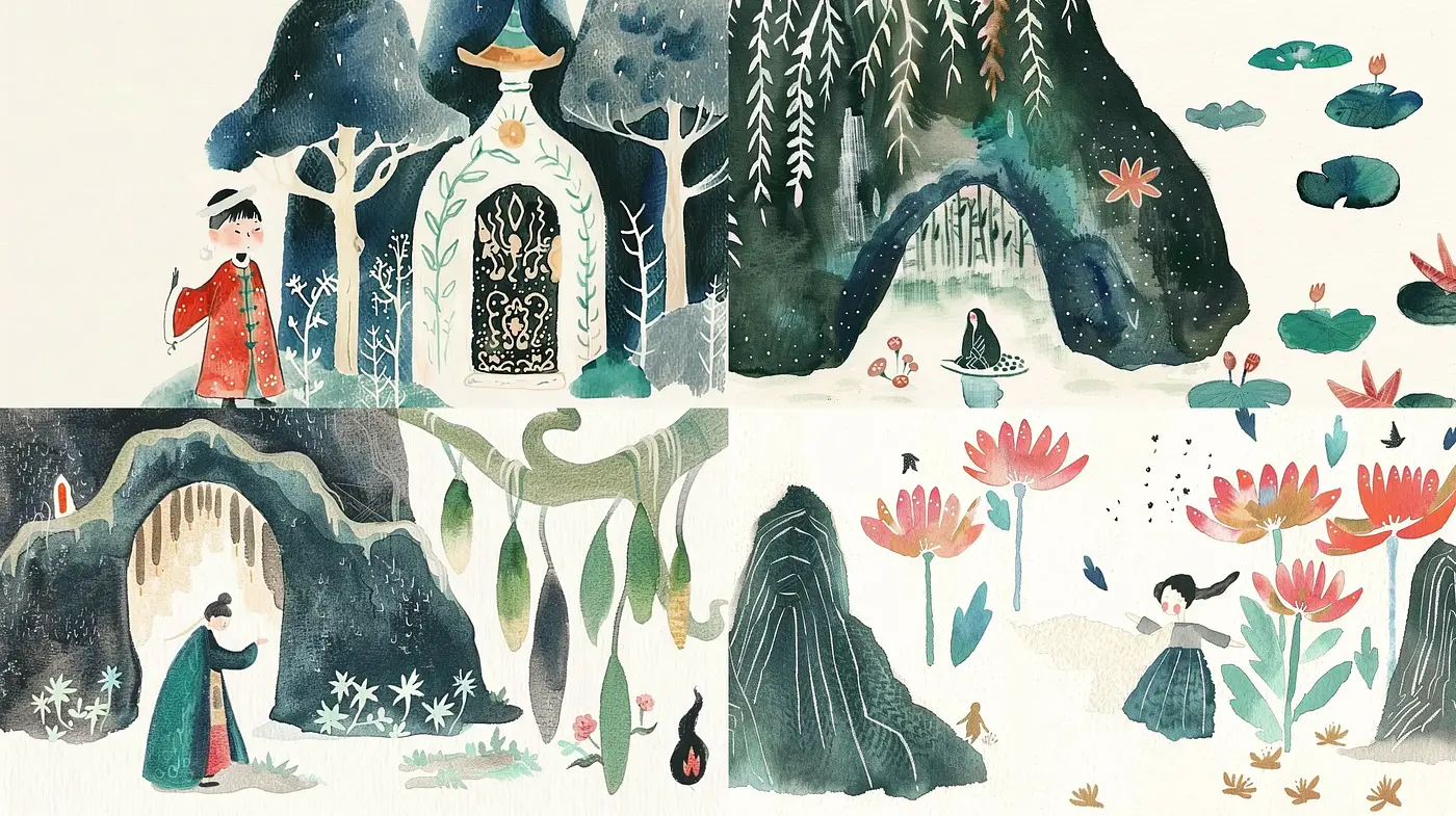 Whimsical Storybook Illustration with Ethereal Overtones - Midjourney sref style