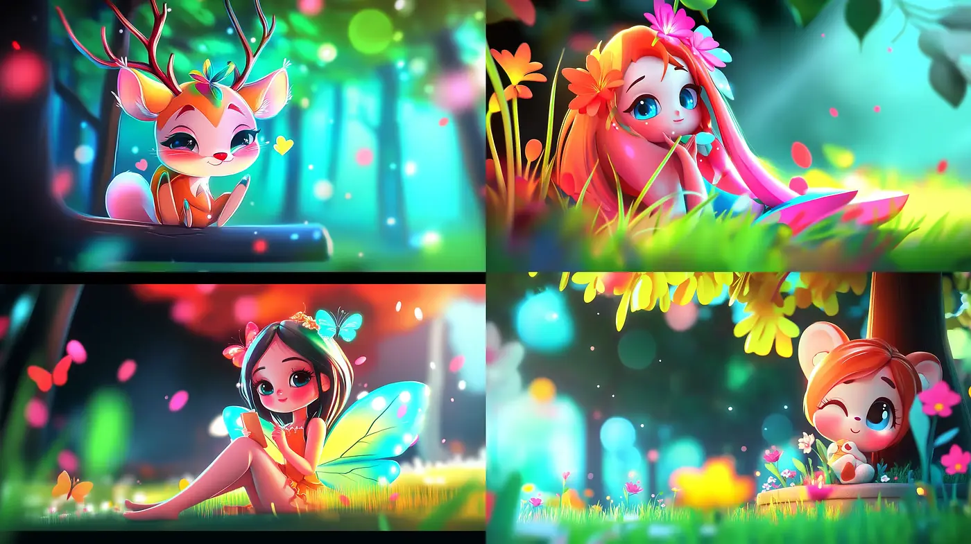 Enchanted Luminosity: A Vibrant Tale of Whimsical Fantasy - Midjourney sref style