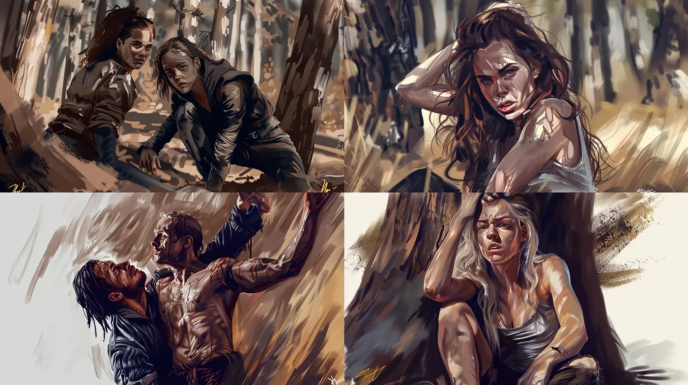 Earthy Tones and Dynamic Brushwork: A Fusion of Emotive Illustration and Impressionist Influence - Midjourney sref style