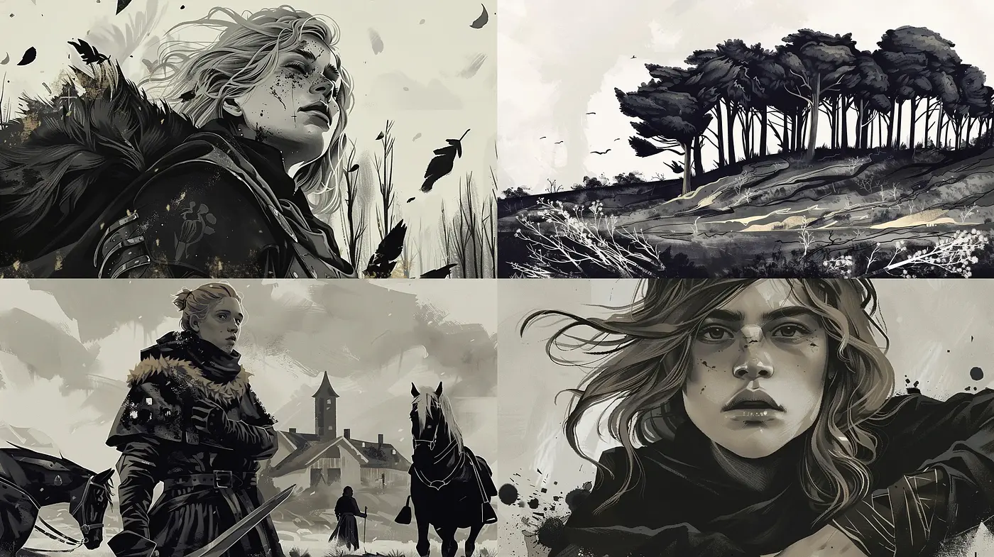Monochromatic Tales of a Stark Landscape - Midjourney sref style