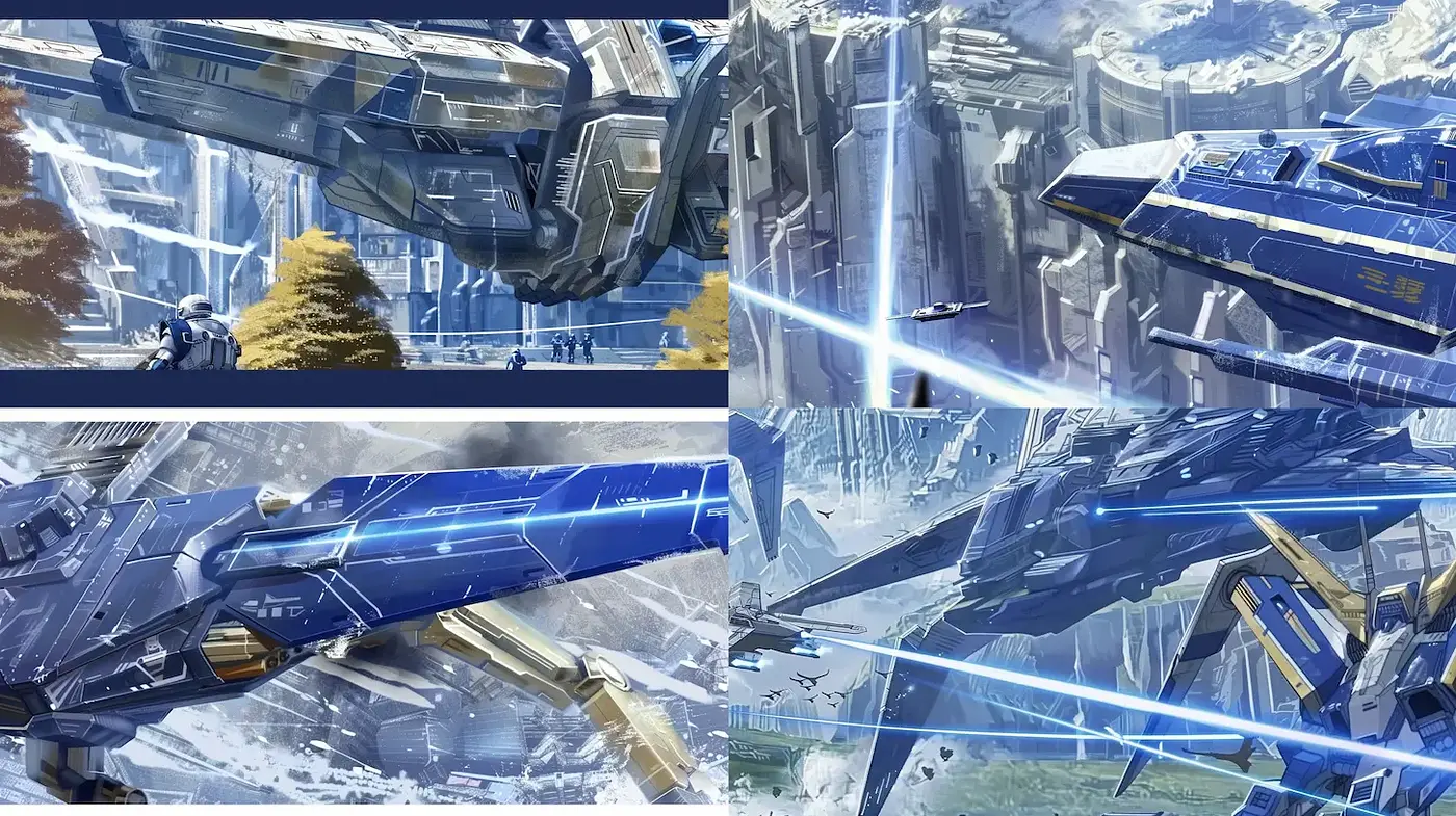 Futuristic sci-fi landscapes with sleek technology and detailed environments - Midjourney sref style