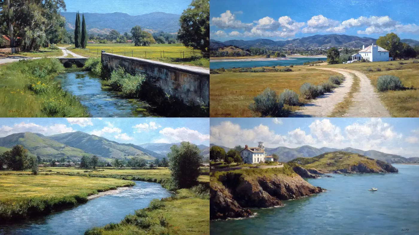 Serene Landscape Studies with a Touch of Realism and Impressionism - Midjourney sref style