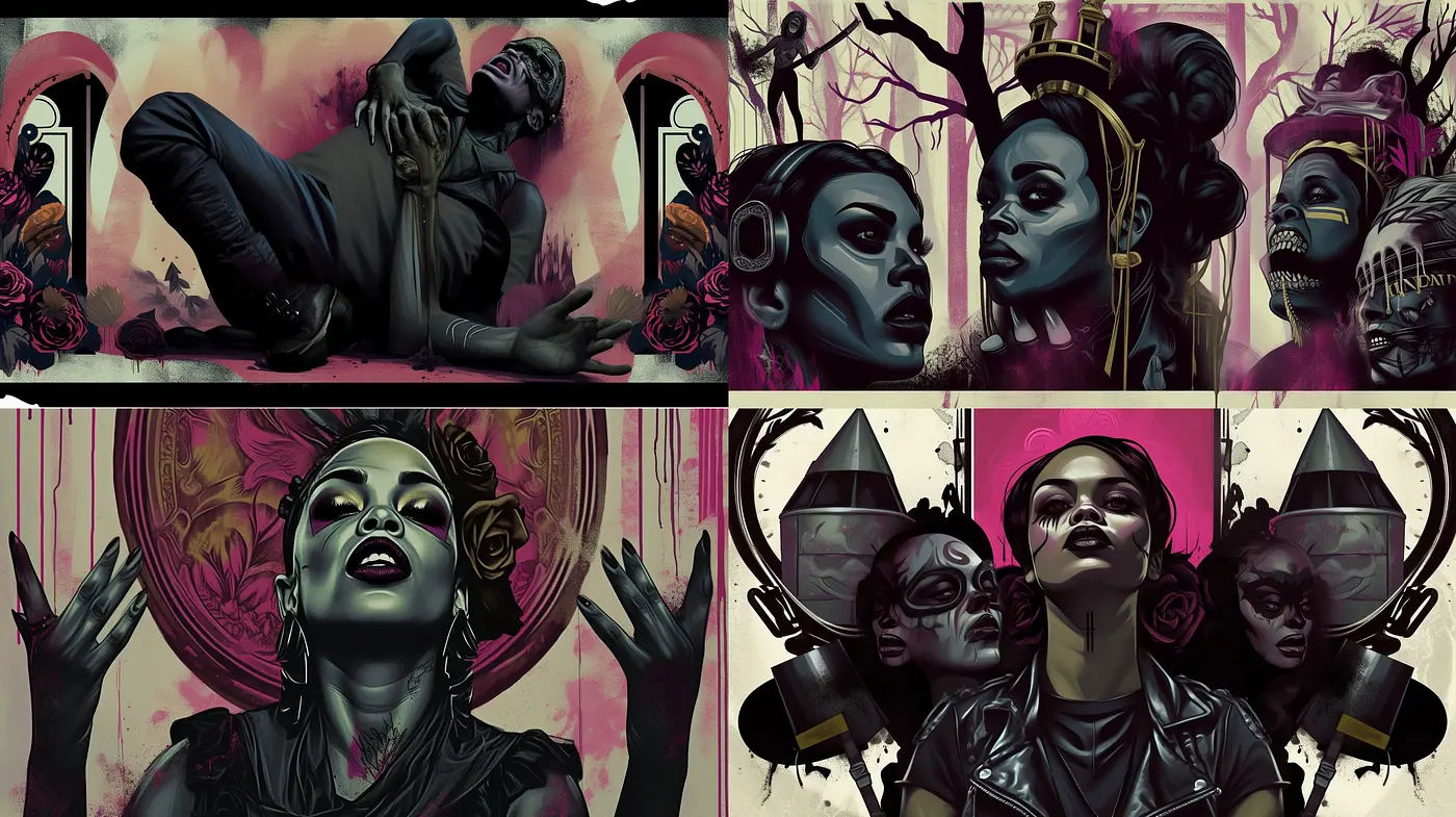 Ethereal Gothic Elegance with a Surreal Twist - Midjourney sref style