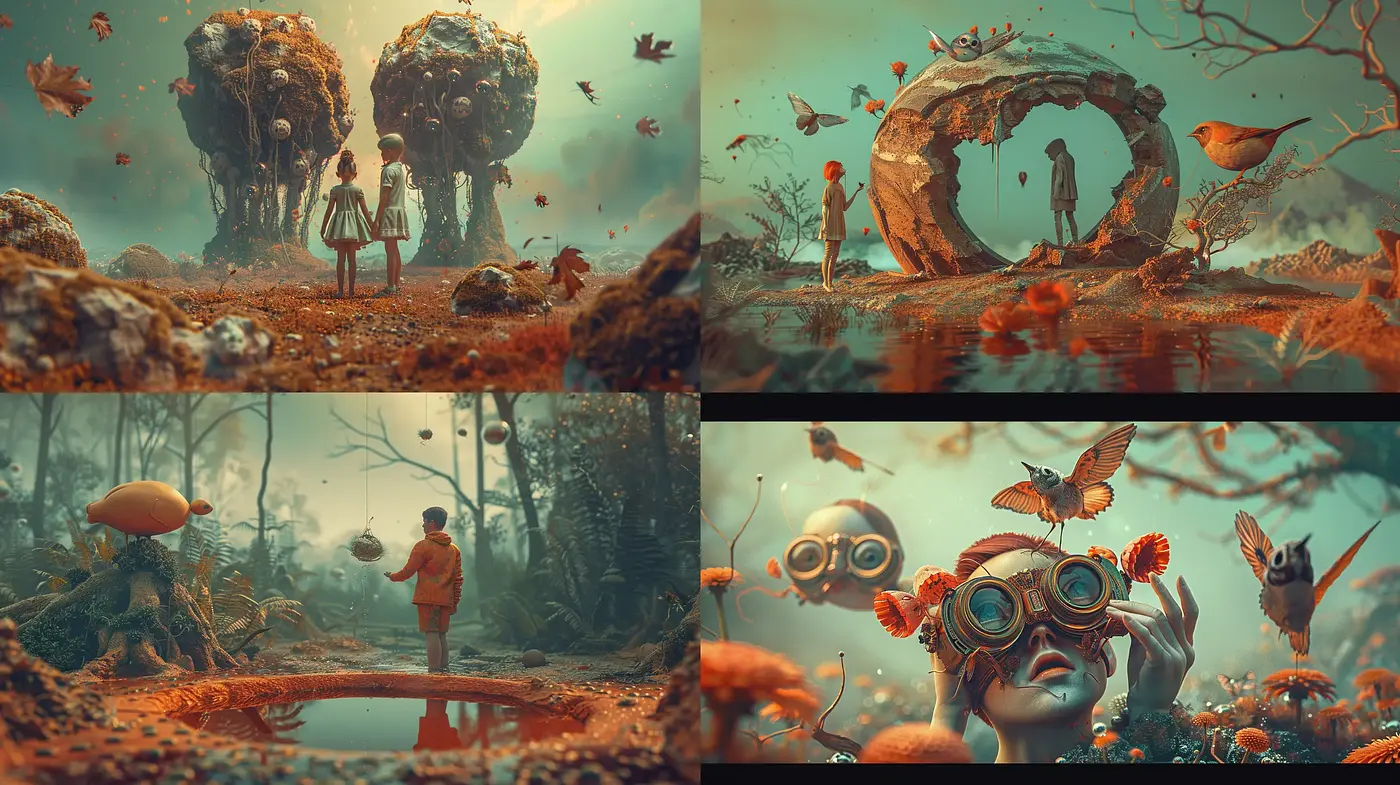 Surreal Autumnal Dreamscape with a Whimsical Touch - Midjourney sref style