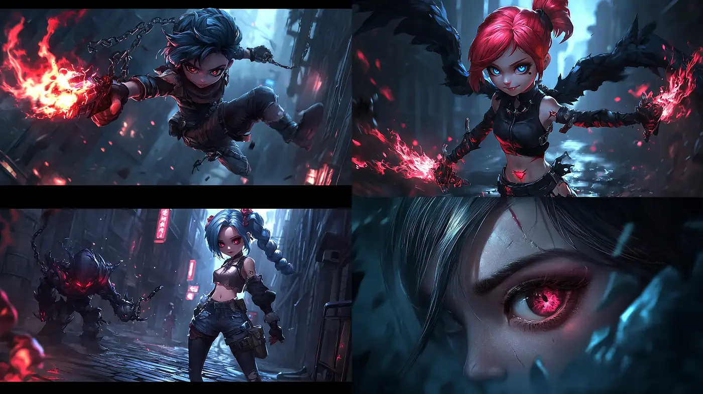 Crimson Shadows in a Neon-Noir Fantasy - Midjourney sref style