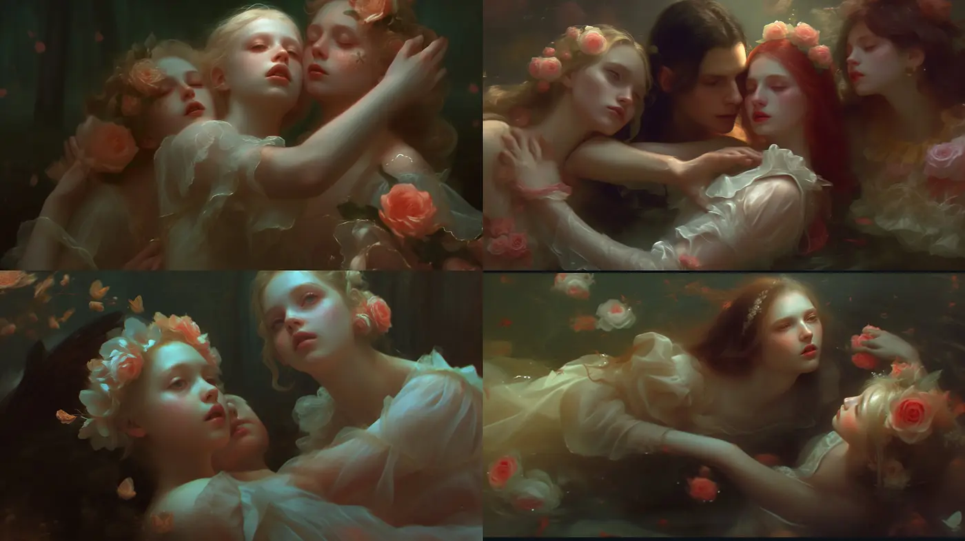 Ethereal Blooms in Twilight Hues: A Dreamlike Fusion of Soft Textures and Tender Colors - Midjourney sref style