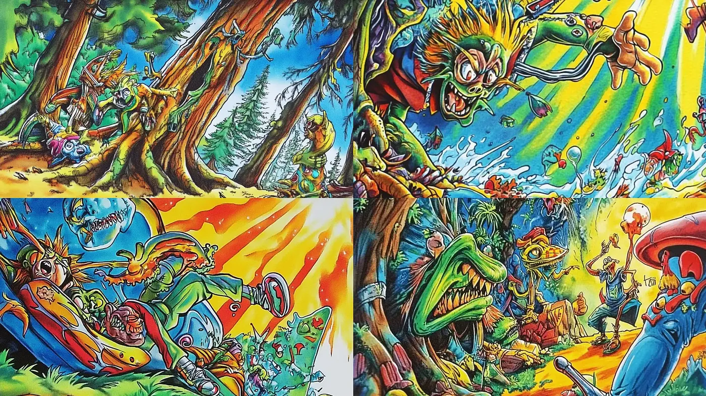 Vibrant Surreal Wilderness: A Chromatic Journey through Phantasmagoric Scenery - Midjourney sref style