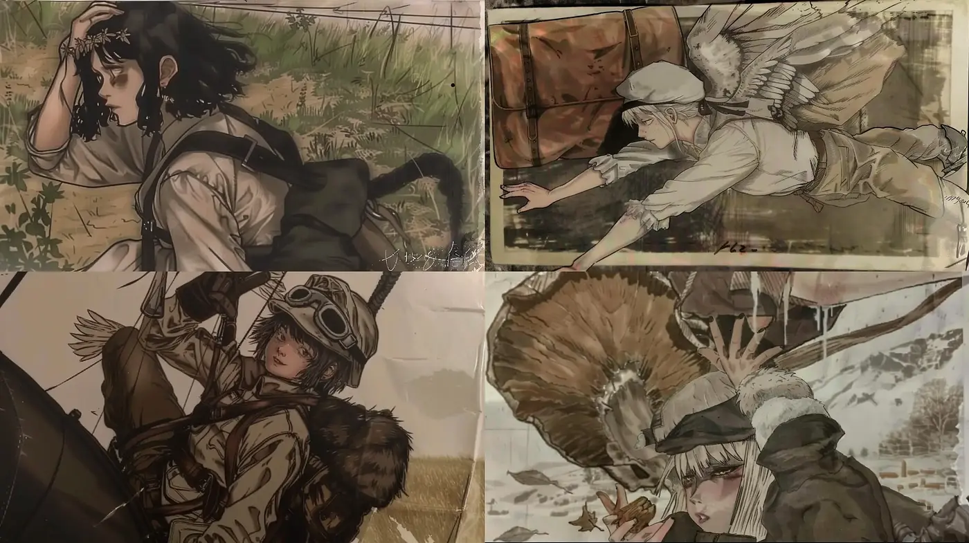 Sepia-Toned Storybook Illustrations with a Historical Adventure Essence - Midjourney sref style