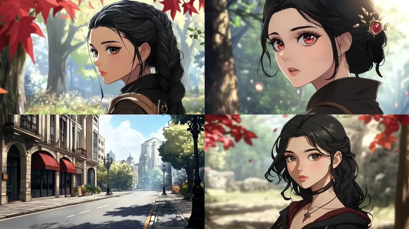 Whimsical Autumn Elegance with Anime Inspiration - Midjourney sref style