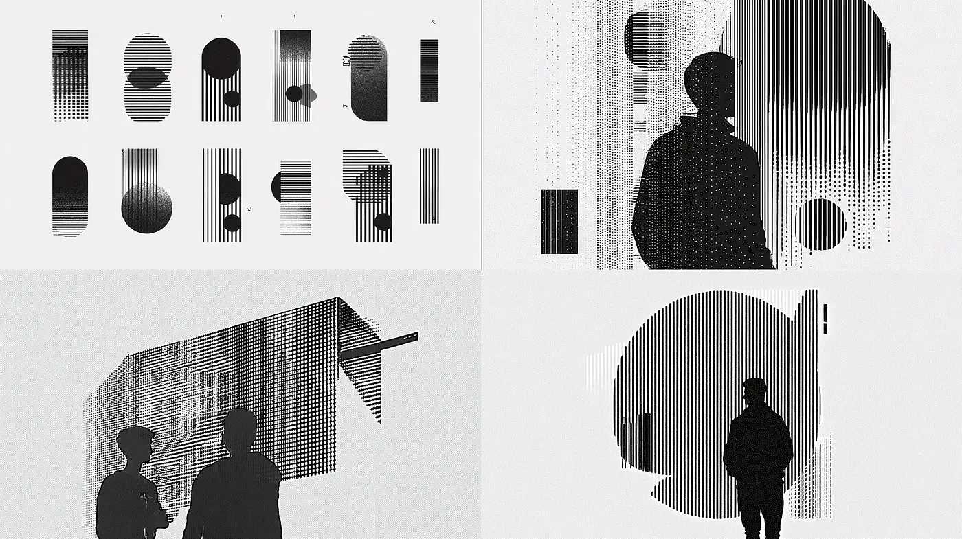 Monochrome Silhouette Aesthetic with Geometric Forms - Midjourney sref style
